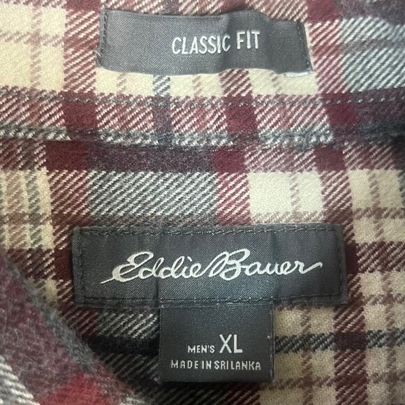 Eddie Bauer Mens Flannel Shirt Classic Fit Plaid Gray Size XL - Picture 6 of 8